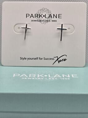 Park Lane ETERNITY Pierced Stud Earrings Silver Tone Cross Post